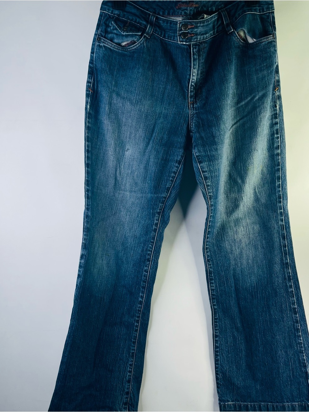 Eddie Bauer Women's Dark Blue Bootcut Jeans Size 14 Stretch Denim